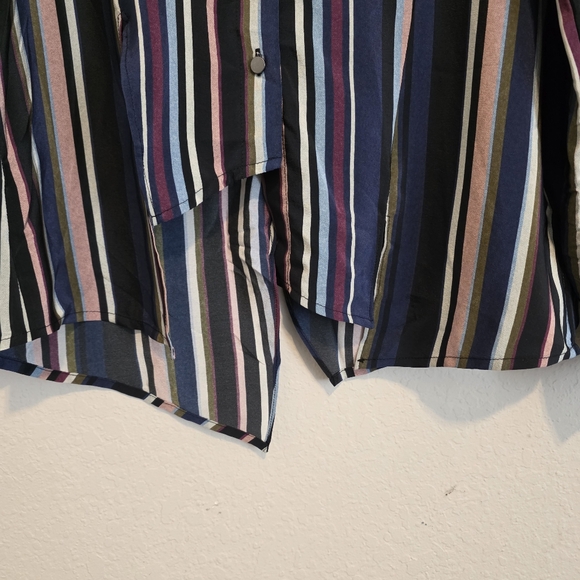 NWT Nicole Miller Artelier 100% Silk Blouse Striped Asymmetrical Top MSRP $275 - Picture 11 of 16